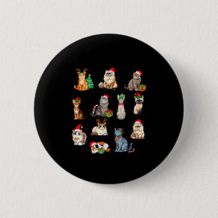 12 Cats Of Christmas Funny Christmas Cat Lover Xma 6 Cm Round Badge
