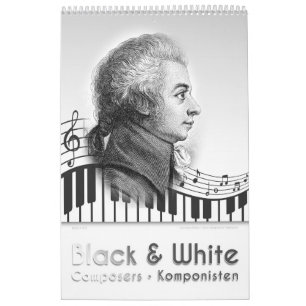 12 Composers Portraits in "Black & White" Calendar
