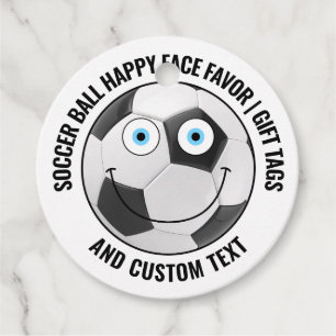12 Custom Soccer Party BLUE EYES Happy Face Gift Favour Tags