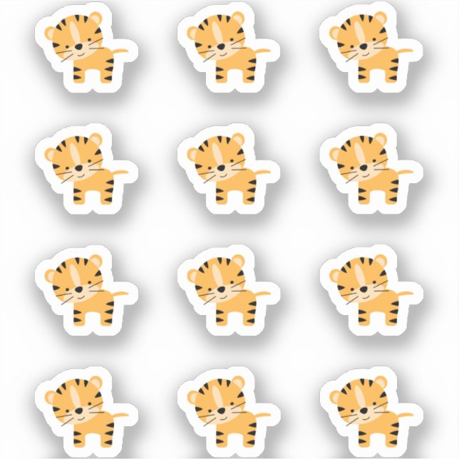 12 Cute Mini Tiger Stickers (Front)