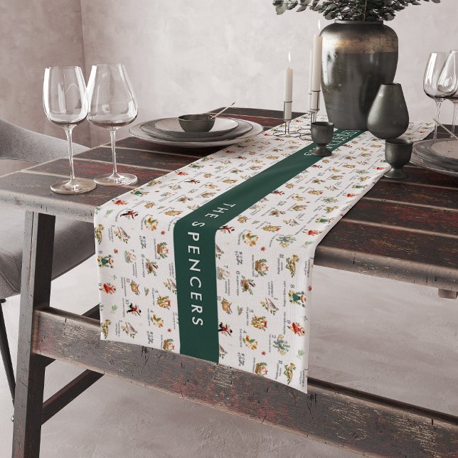 12 Day of Christmas Monogram Short Table Runner (Creator Uploaded)