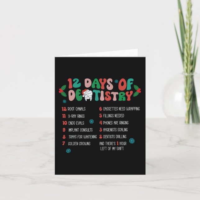12 Day Of Dentistry Christmas Dentist Dental Hygie Card (Front)