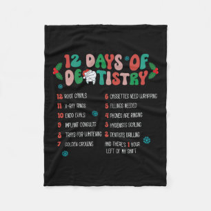 12 Day Of Dentistry Christmas Dentist Dental Hygie Fleece Blanket