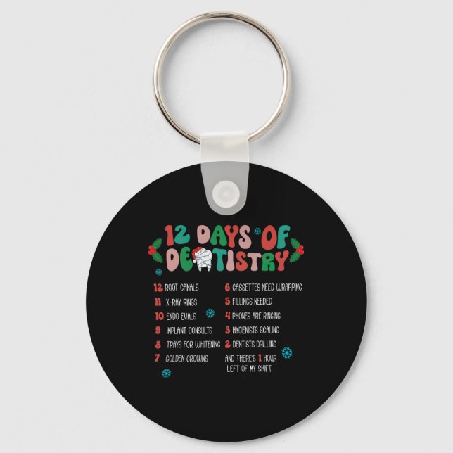 12 Day Of Dentistry Christmas Dentist Dental Hygie Key Ring (Front)