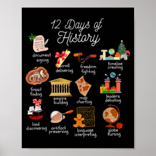 12 Day Of History Teacher Christmas Social Studies Poster