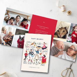 12 days Christmas Red Classic Photo Holiday Tri-Fold Invitation