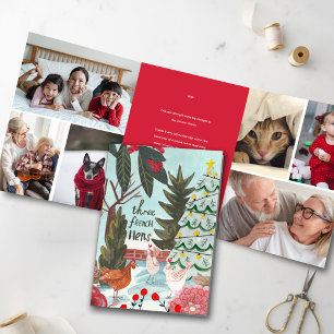 12 days Christmas Three French Hens Photo Holiday Tri-Fold Invitation