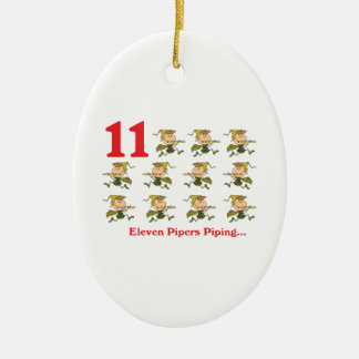 12 days eleven pipers piping ceramic tree decoration