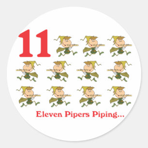 12 days eleven pipers piping classic round sticker