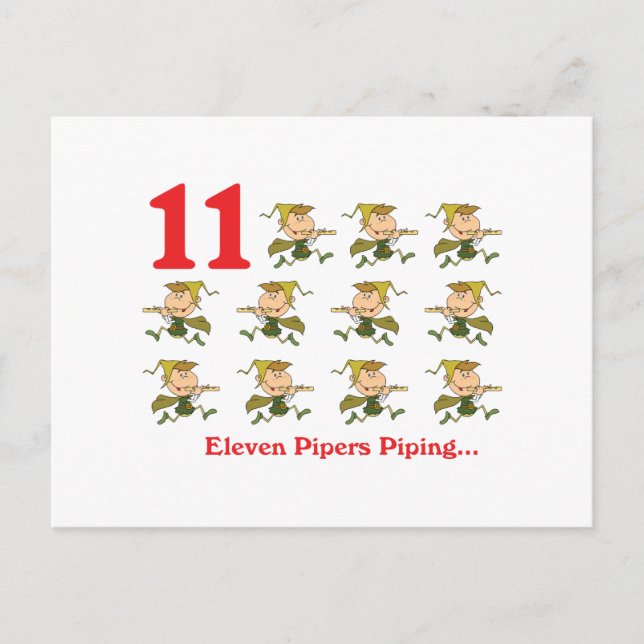 12 days eleven pipers piping postcard (Front)