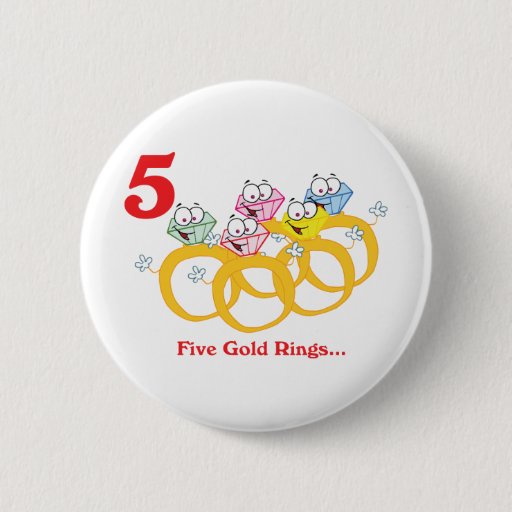 Image of 12 days five gold rings 6 Cm Round Badge