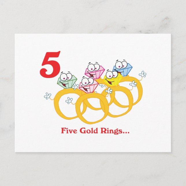 12 days five gold rings postcard (Front)