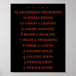 12 Days Lyrics Boys T Shirt  Poster