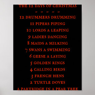 12 Days Lyrics Boys T Shirt  Poster