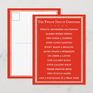12 DAYS LYRICS Postcard / Red