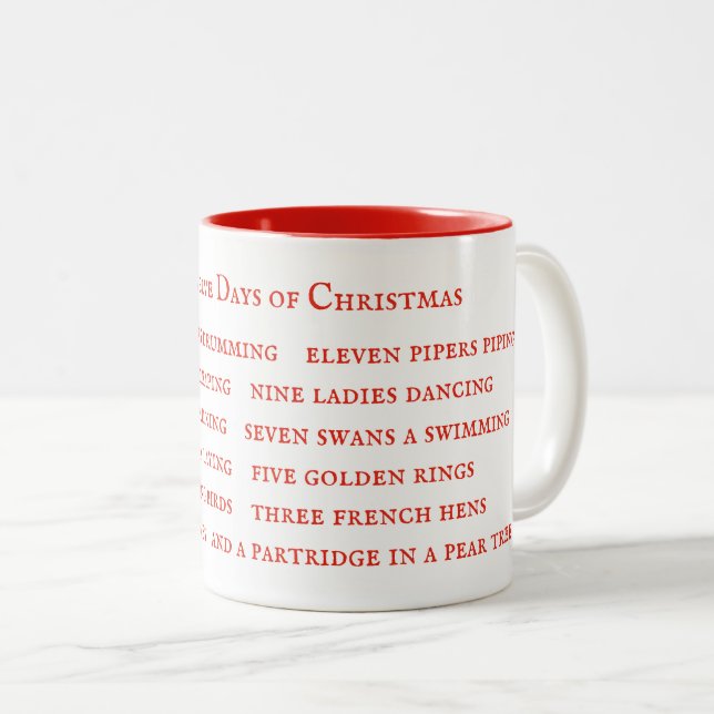 12 DAYS LYRICS Red Two-Tone Mug  (Front Right)