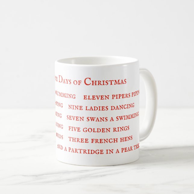 12 DAYS LYRICS White Mug  (Front Right)
