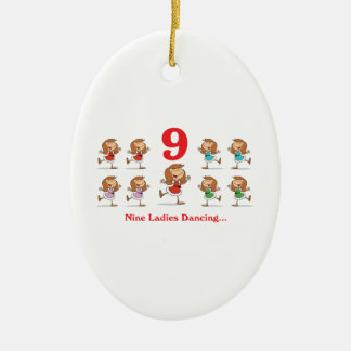 12 days nine ladies dancing ceramic tree decoration