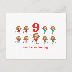 12 days nine ladies dancing postcard