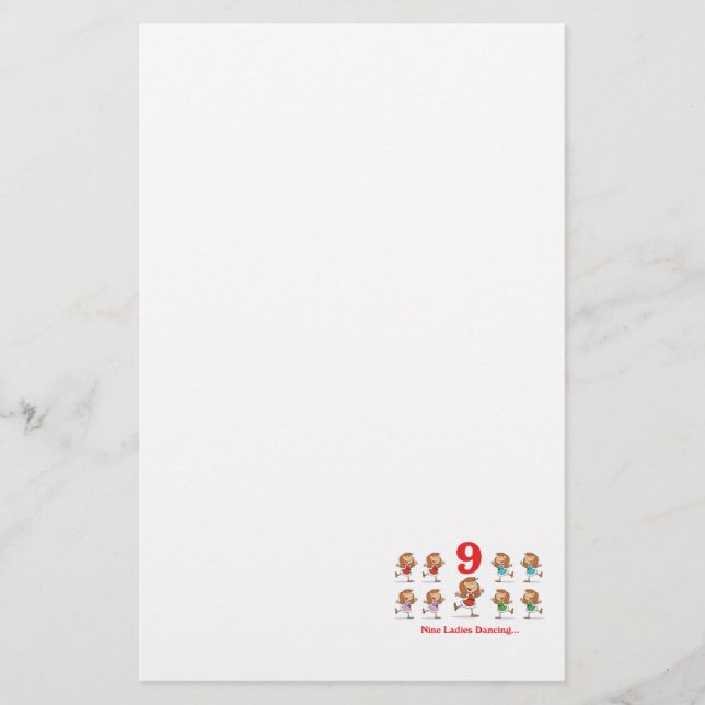 12 days nine ladies dancing stationery (Front)