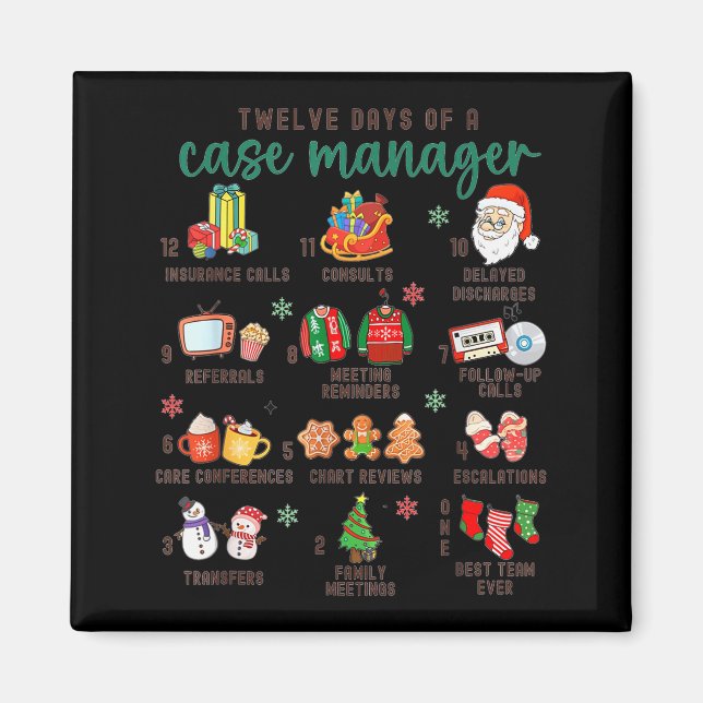12 Days Nurse Case Management Christmas Case Manag Magnet (Front)