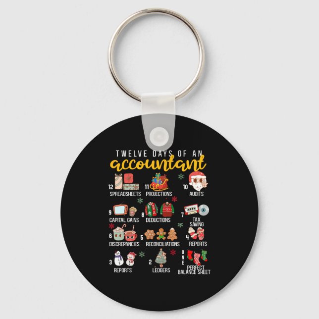 12 Days Of An Accountant, Xmas Party, Funny Accoun Key Ring (Front)