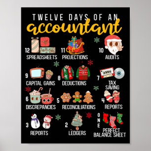 12 Days Of An Accountant, Xmas Party, Funny Accoun Poster