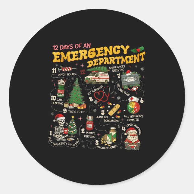 12 Days Of An Emergency Department, Er Nurse Chris Classic Round Sticker (Front)