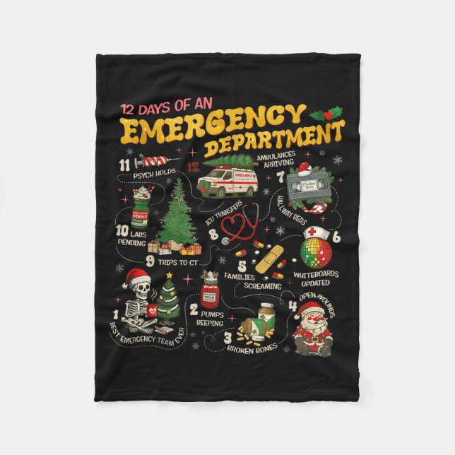 12 Days Of An Emergency Department, Er Nurse Chris Fleece Blanket (Front)