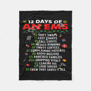 12 Days Of An Ems Emt Icu Nurse Christmas Xmas Fun Fleece Blanket