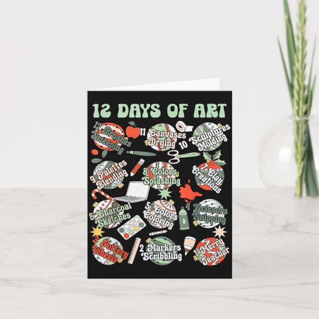 12 Days Of Art Teacher Christmas Artists Painter E Card (Front)