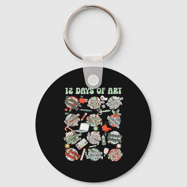 12 Days Of Art Teacher Christmas Artists Painter E Key Ring (Front)