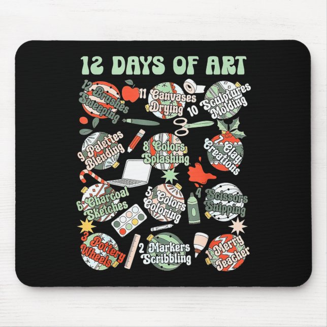 12 Days Of Art Teacher Christmas Artists Painter E Mouse Mat (Front)