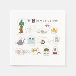 12 Days of Catmas Funny Christmas Party Napkin