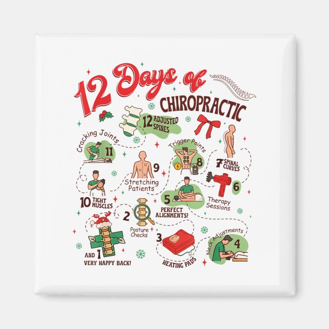 12 Days Of Chiropractic Christmas Chiropractor  Magnet (Front)