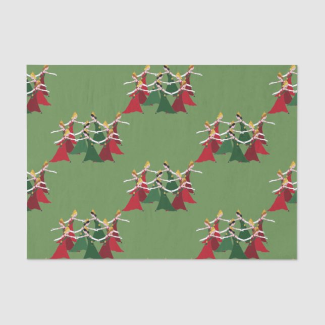 12 Days of Christmas 9 Ladies Dancing Tissue Paper (Front)