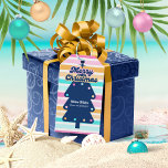 12 Days of Christmas at the Beach Retro Tropical  Gift Tags<br><div class="desc">Add a splash of fun to your gift-giving with these coastal gift tags that blend the charm of Christmas with the sunny vibes of the sea. The front side is designed in a retro style and features colourful stripes and a vintage Christmas tree with your personalised holiday greeting. The reverse...</div>