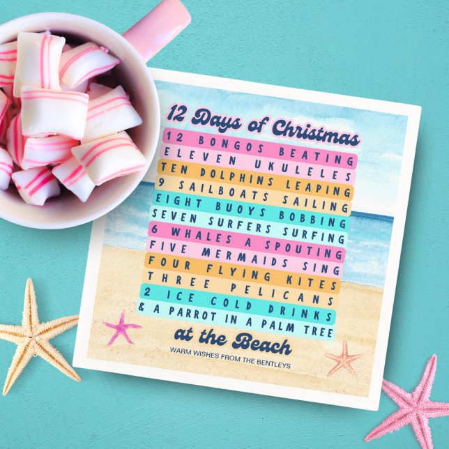 12 Days of Christmas at the Beach Retro Tropical Napkin (Creator Uploaded)