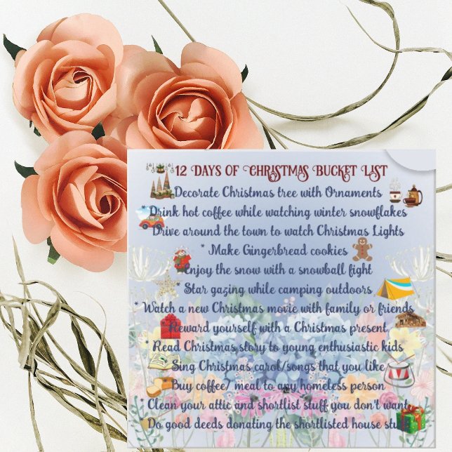 12 Days of Christmas Bucket List Cute Holiday Card (Creator Uploaded)