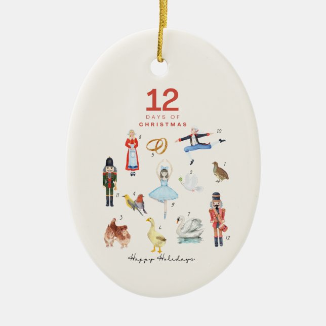 12 DAYS OF CHRISTMAS  CERAMIC TREE DECORATION (Front)