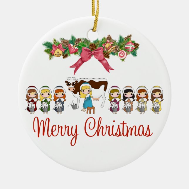 12 Days of Christmas Ceramic Tree Decoration (Front)