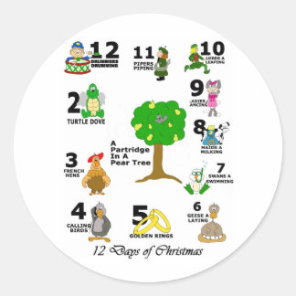 12 Days of Christmas Classic Round Sticker