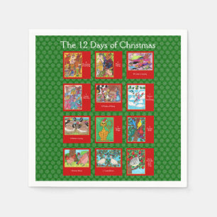 12 Days of Christmas Cute Animals Napkin