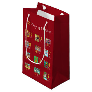 12 Days of Christmas Cute Animals & Typography Small Gift Bag