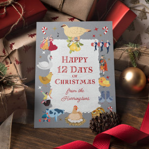 12 Days of Christmas Cute Traditional Belated Holiday Card