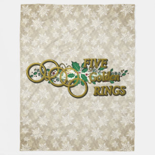 12 Days of Christmas-Five Golden Rings Fleece Blanket
