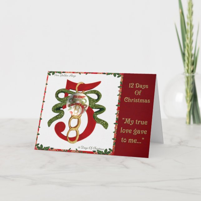 12 Days of Christmas Five Golden Rings Holiday Card (Front)