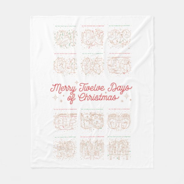 12 Days of Christmas Fleece Throw Blanket (Front)