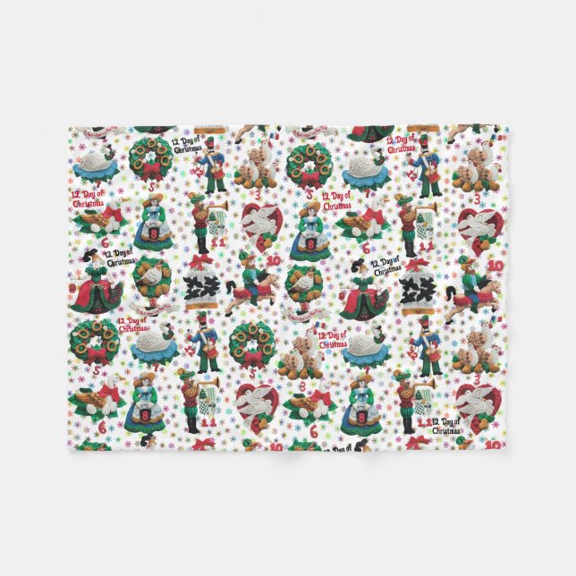 12 Days of Christmas Handmade Felt Ornaments Child Fleece Blanket (Front (Horizontal))