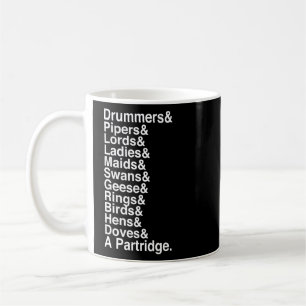12 Days Of Christmas Helvetica List  Coffee Mug